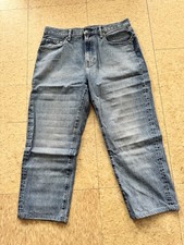 Uniqlo Regular Fit wash High Rise Tapered Jeans Denim Light Blue EUC
