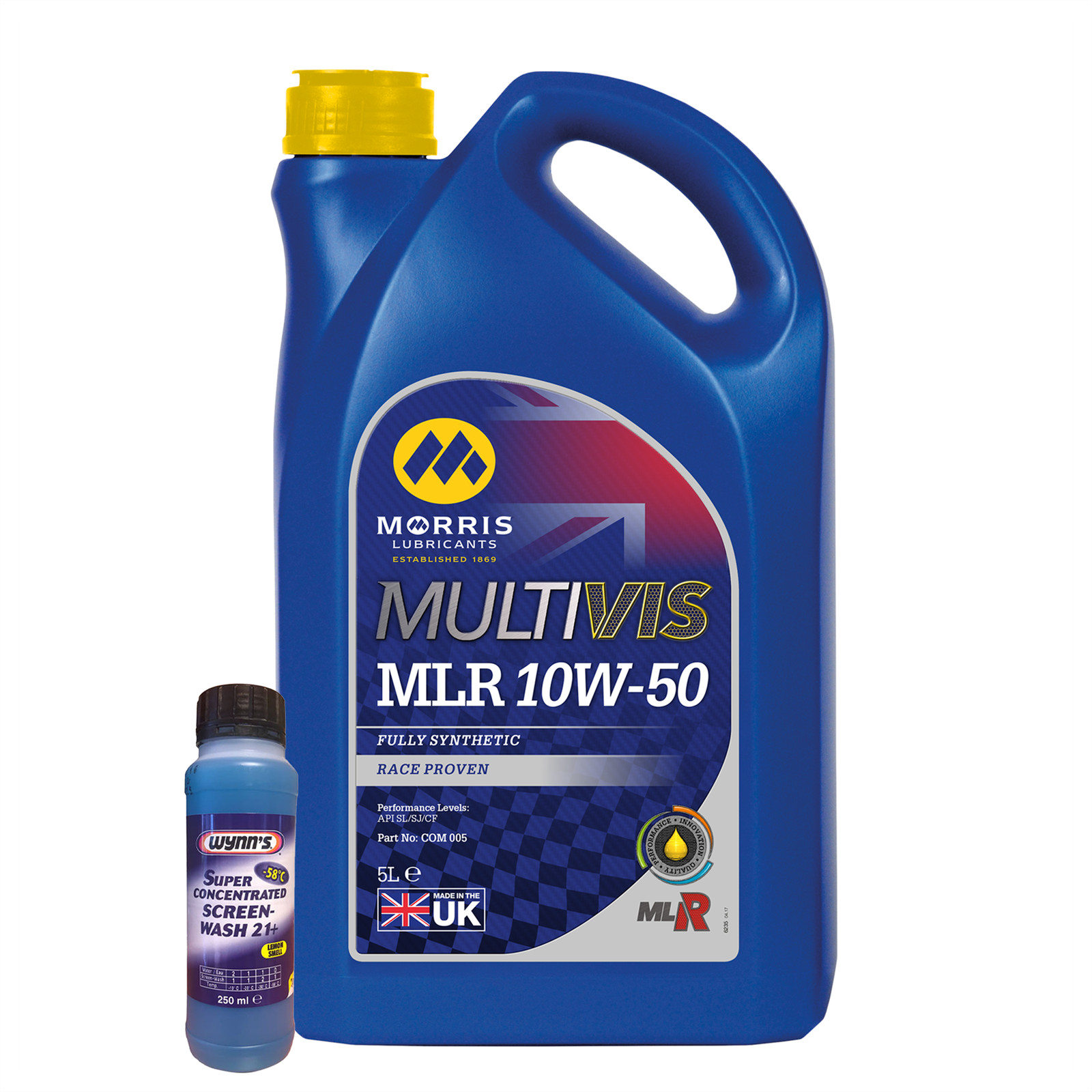 MORRIS 10W-50 Fuly Synthetic Racing Engine Oil API SN / CF 5L + Screen Wash
