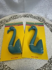 Set Of 2 Blue Flamingo Wall Hooks Resin 
