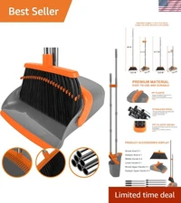 Heavy Duty Broom and Dustpan Set Long Handle Industrial Cleaning Combo