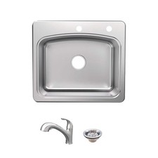 Glacier Bay 25" Drop-In Single Bowl 20 Gauge Stainless Steel Sink with Faucet