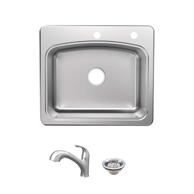 #ad #ad Glacier Bay 25quot; Drop In Single Bowl 20 Gauge Stainless Steel Sink with Faucet $89.99