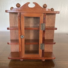 Vintage Wood Wall Curio Cabinet Glass Door Mini Shelf Cottage Farmhouse  8 1/2"