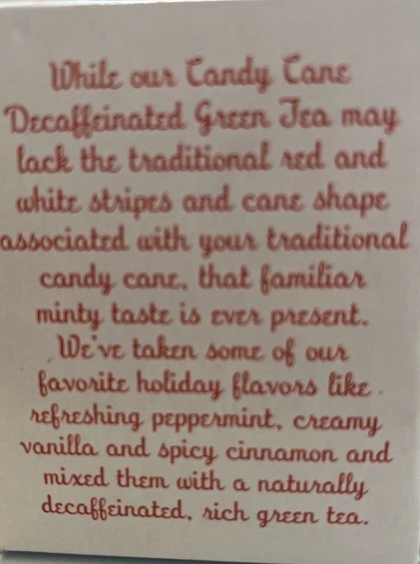 *NEW* TRADER JOE'S Candy Cane 🎅 GREEN TEA Decaffeinated (20) TEA BAGS EXP 07/26