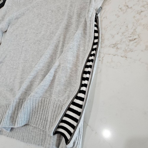 Lisa Todd Cotton Crew Sneak Attack Sweater Size Medium, Side Zipper To Stripe - Picture 7 of 12