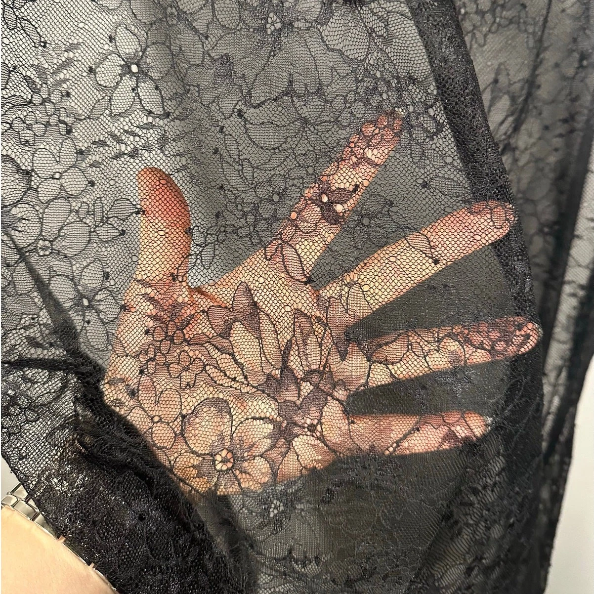 UNDERCOVER Abito donna Victoria's Secret nero maglia trasparente floreale girocollo slip grande