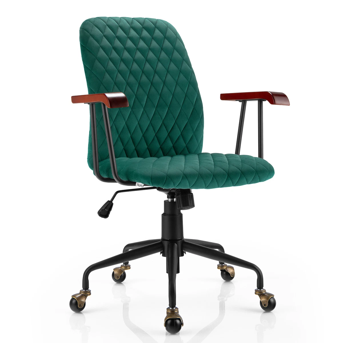 Velvet Home Office Chair Swivel Adjustable Task Chair w Wooden
