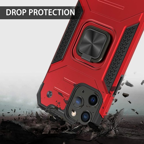 Coque iPhone 12 Pro Max 6,7" Qualité Armure avec Support Anneau Rotatif Coque Rigide - Rouge - Photo 2 sur 8