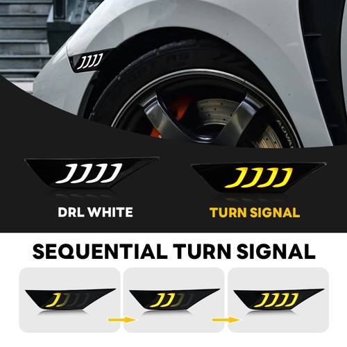 For 2016-2021 Honda Civic LED Side Marker Lights Switchback Turn Signal Lamp DRL - Picture 5 of 24