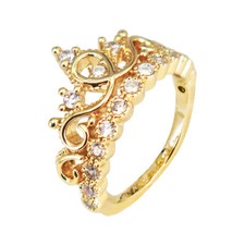 Tina Co Crystal Crown Ring for Women Princess Tiara Promise Ring Gift