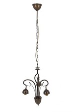 Lampadario a 3 luci in ottone stile liberty per vetri e ceramiche modello oliva