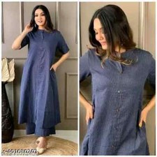 Indian Designer Khadi Cotton Kurta With Bottomwear for women -free ship