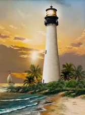 Ceramic Backsplash Tile Mural Nautical Sailing Ship - Cape Florida Lighthouse