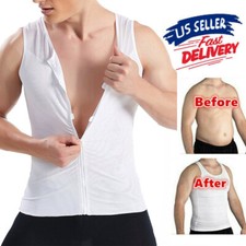 Mens Ultra Slim Compression Vest Boobs Moobs Gynecomastia Undershirt Body Shaper
