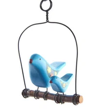 Factory Direct Craft Momma and Baby Blue Bird Swing Ornament | 3 Pieces