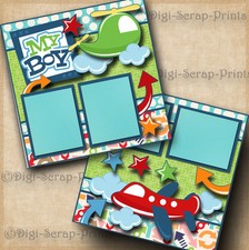 MY BOY  2 premade scrapbooking pages paper piecing layout baby DIGISCRAP A0110