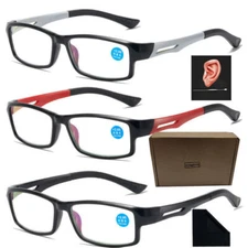Mens Stylish Reading Glasses TR90 Retro Readers 1.0 1.5 2.0 2.5 3.0 3.5 4.0