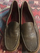 Salvatore Ferragamo Sport Brown Snake Texture Loafer Size 6 B