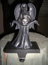 6" Dark Angel w/ Skull Halloween Christmas Gothic Horror Stocking Hanger Holder 