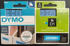 2x DYMO BRAND D1 45016 Black On Blue Label Tape For LabelManager, 1/2" x 23ft