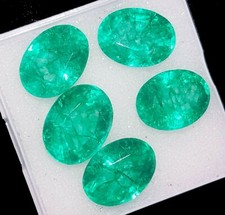 Natural Emerald Oval Shape Loose Gemstone 7 to 9 Ct Certified 5 pcs PE16