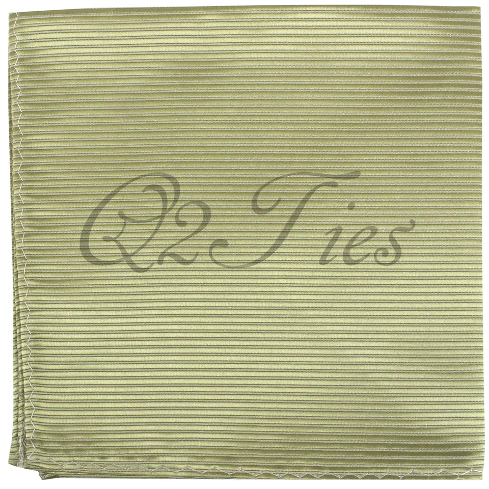 HOMBRE Mini Rayas OLIVA Nudo Deslizante Estilo Informal Ascot Corbata y Pañuelo Juego de 2 piezas Foto 2 de 3