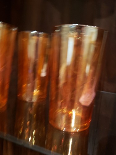 6 Set Orange Sherbet Carnival Glass Drinking Glasses 5" Rare - Picture 7 of 9