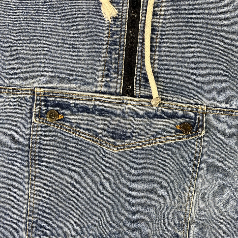 Chaqueta Anorak con Capucha Denim Azul No Fear Equipo Deportivo Peligroso Y2K Para Hombre Mediana Foto 3 de 4