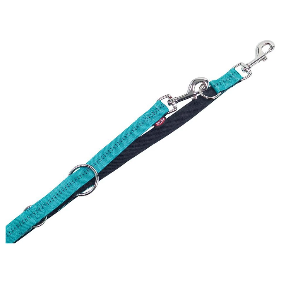 Nobby Führleine Soft Grip türkis für Hunde verstellbar Nylon weich Griff
