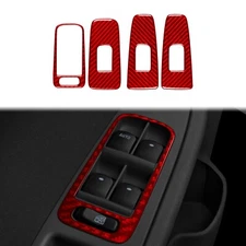 4Pcs Window Lift Switch Panel Trim For Chevrolet Malibu 10-12 Red Carbon Fiber