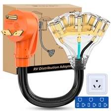 Nilight 30 Amp to 110V RV Adapter Cord 30 A to 15A RV Distribution Adapter Cord