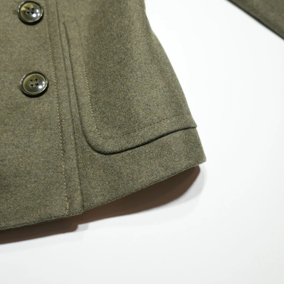 Chaquetón Stile Benetton para mujer talla 38 lana verde suave cepillado doble pecho Foto 3 de 4