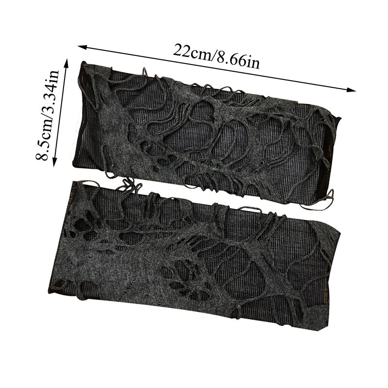 1 Pairs Womens Punk Fingerless Gloves Gothic Arm Warmer Halloween Cosplay Props - Image 4 of 4