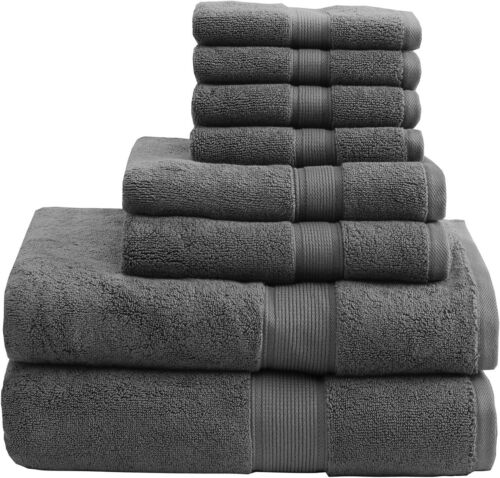 New- Signature 800GSM Bathroom Towel Set of 8 100% Cotton Bath Towel