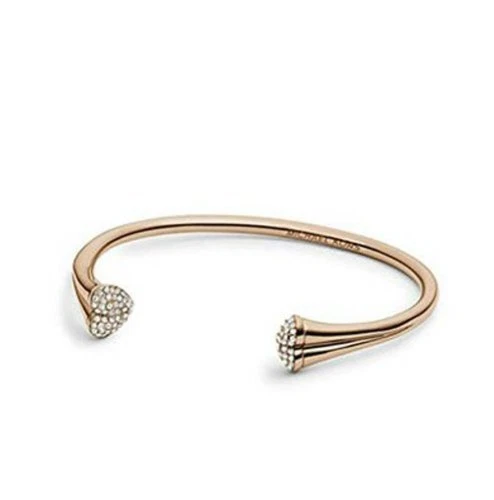 NUOVO BRACCIALE MICHAEL KORS TONO ORO CRISTALLO PAVIMENTAZIONE CUORE BRACCIALE MKJ3498
