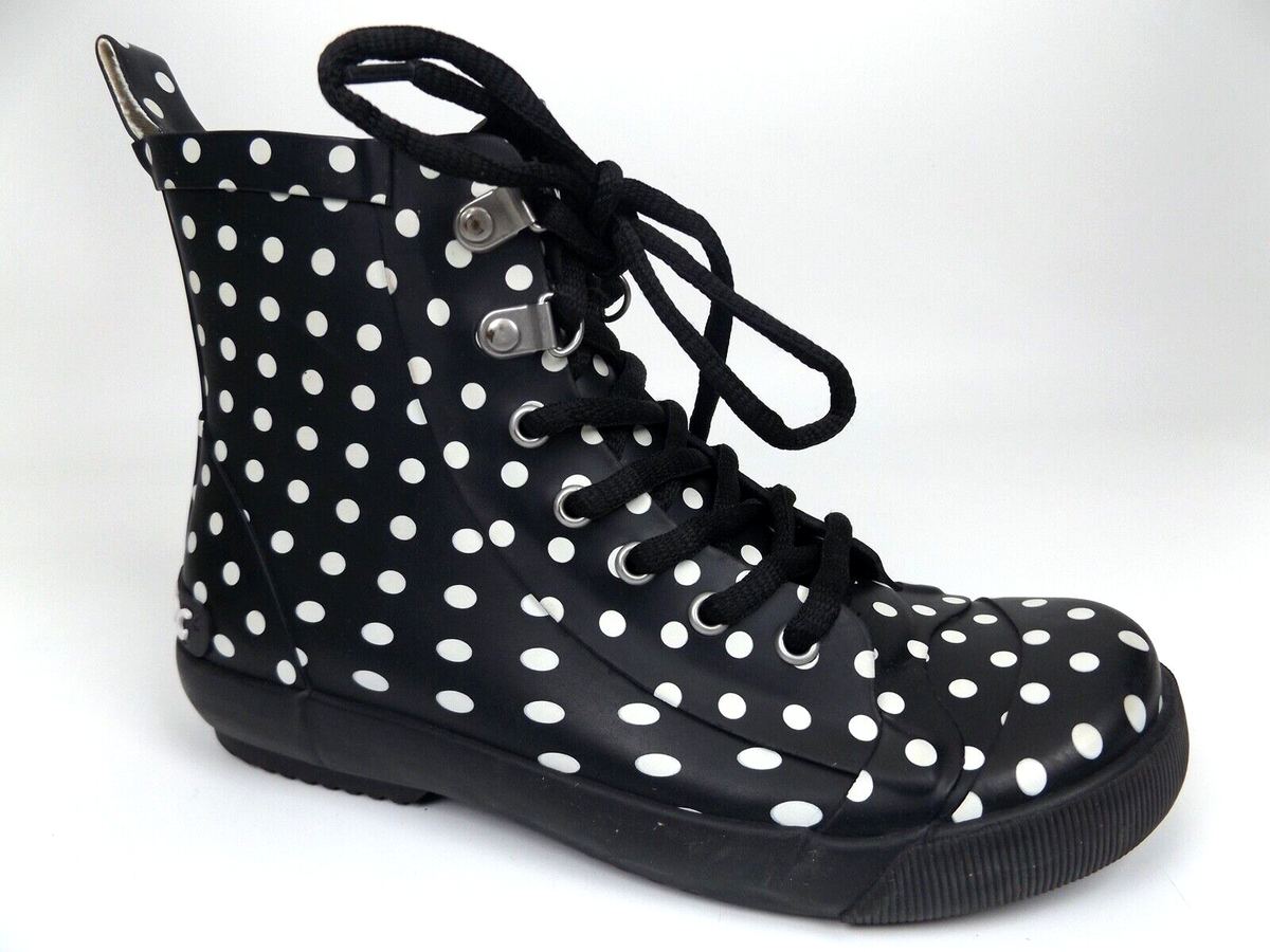 Rocket Dog Women's Rainy Black Polka Rain Waterproof Ankle Boots