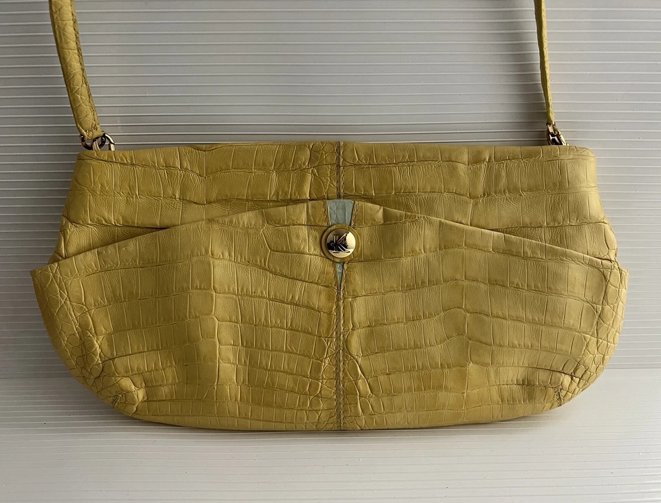 KROCOA Nuevo Genuino Cuero de Cocodrilo de Caimán Bolso Bandolera de Hombro Cartera Foto 3 de 4