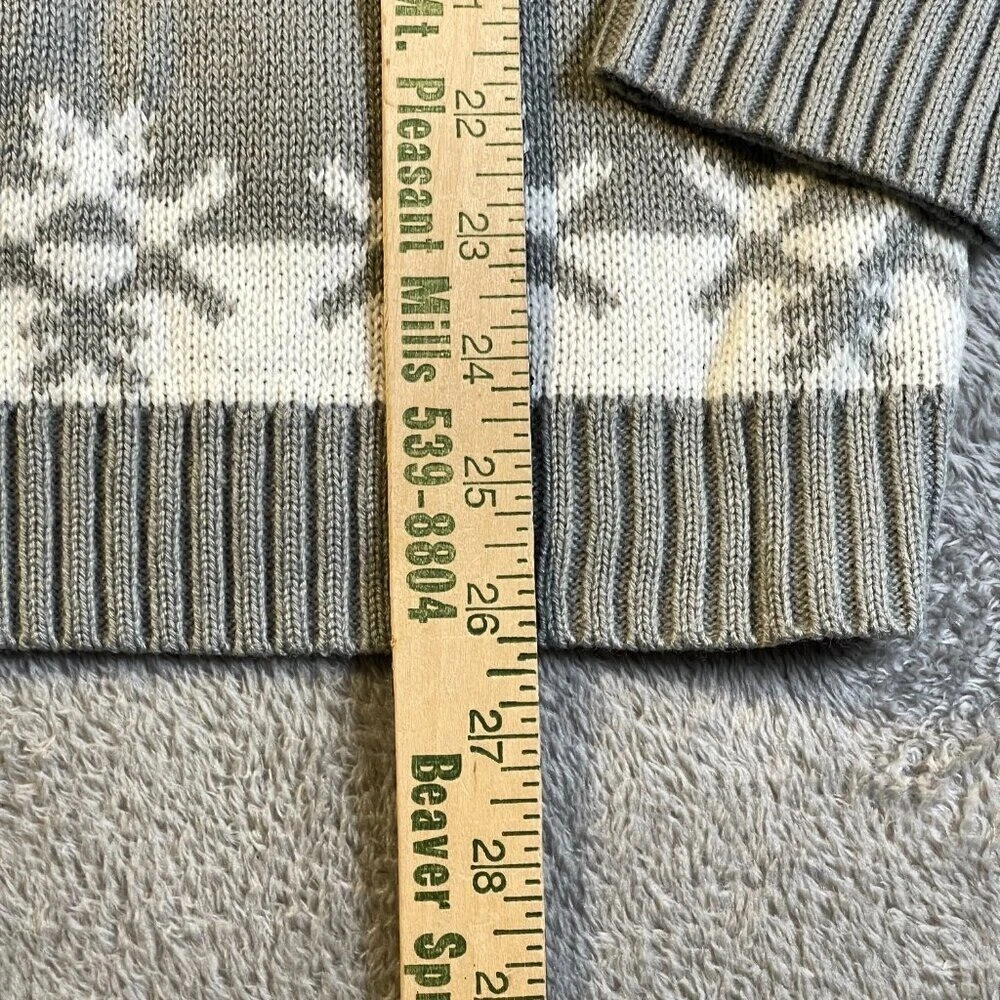 Derek Heart Womens Christmas Ugly Sweater Pullover Snowflakes L Gray Ribbed