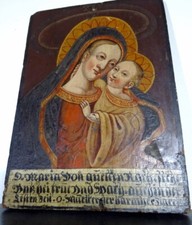 Ölgemälde Deutsche Schule Altmeister Gotik Schrift um 17. Jh. Jungfrau & Kind