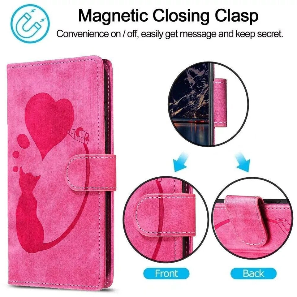 Love Cat Card Wallet Phone Case For Oppo A98 A58 A78 A17 A55 A53S A16 A98 A53S - Image 2 of 4