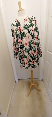 CUPIO white floral pink/green tunic pre-loved 3X