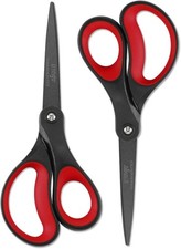 8" Titanium Non-Stick Scissors Comfort Grip Red Black