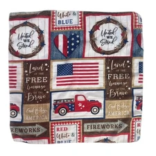 Patriotic Square Scarf Flag Red White Blue 20 x 20.5 Land of the Free