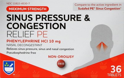 Rite Aid Sinus Pressure and Congestion Non-Drowsy Relief PE, 10mg - 36... 