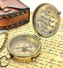 Brass Compass - So You can Always find Your Way Back Home - Engraved Compass -