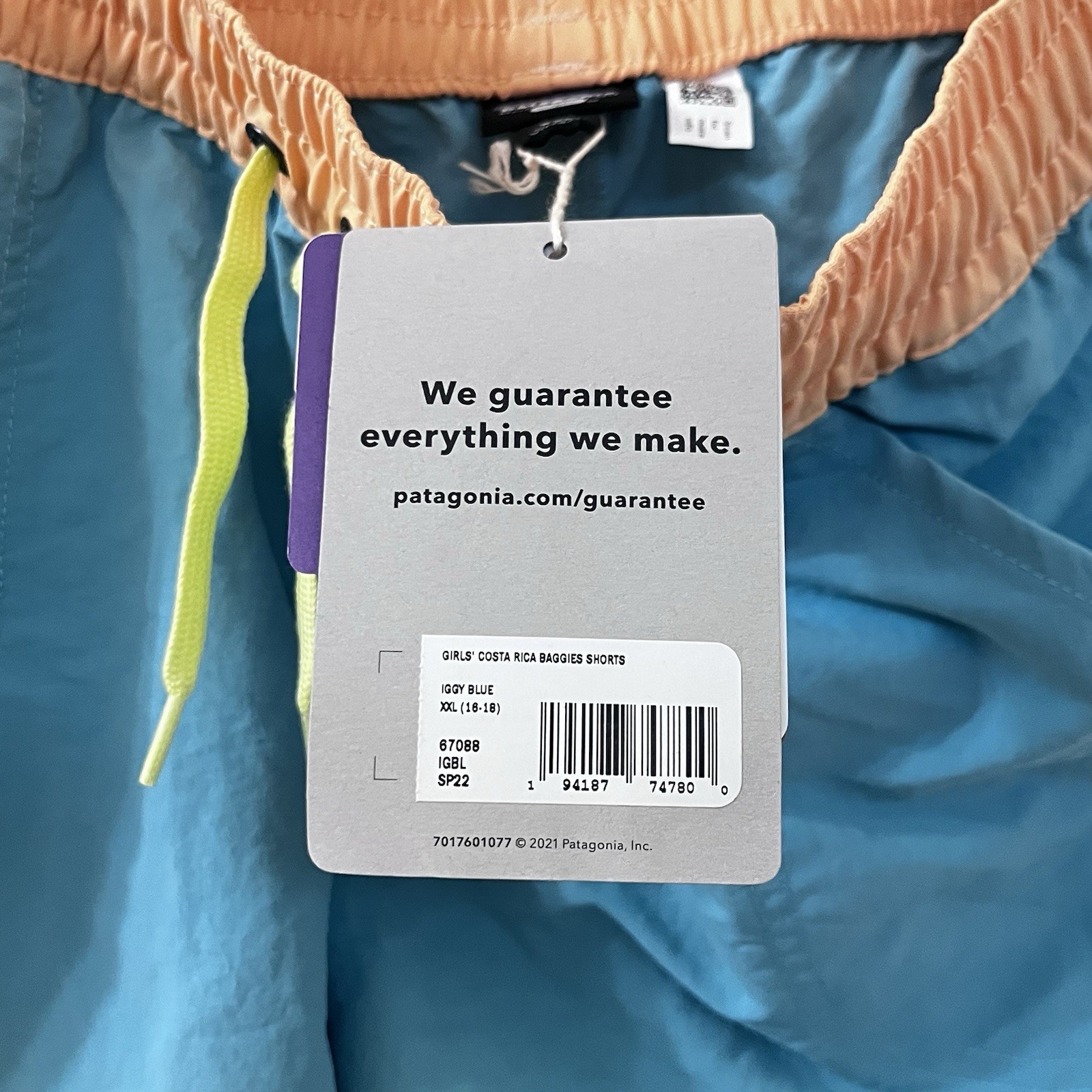Patagonia Girls Costa Rica Baggies Shorts Iggy Blue 3" Inseam Size XXL 16-18 NWT thumbnail 9