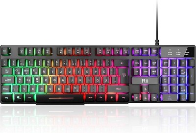 Gaming Tastatur Kabelgebunden RGB LED Beleuchtung Deutsches Layout