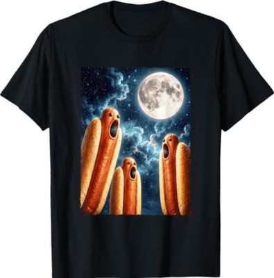 Funny Hot Dogs Howling At Full Moon Space Meme T-Shirt
