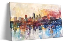 Lnzinro City Landscape Poster Modern Abstract 18L" x 12W" Skyline Wall Decor
