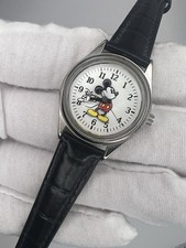 Disney Time Works Mickey Mouse Watch Domed Crystal Japan Movt Stainless Steel
